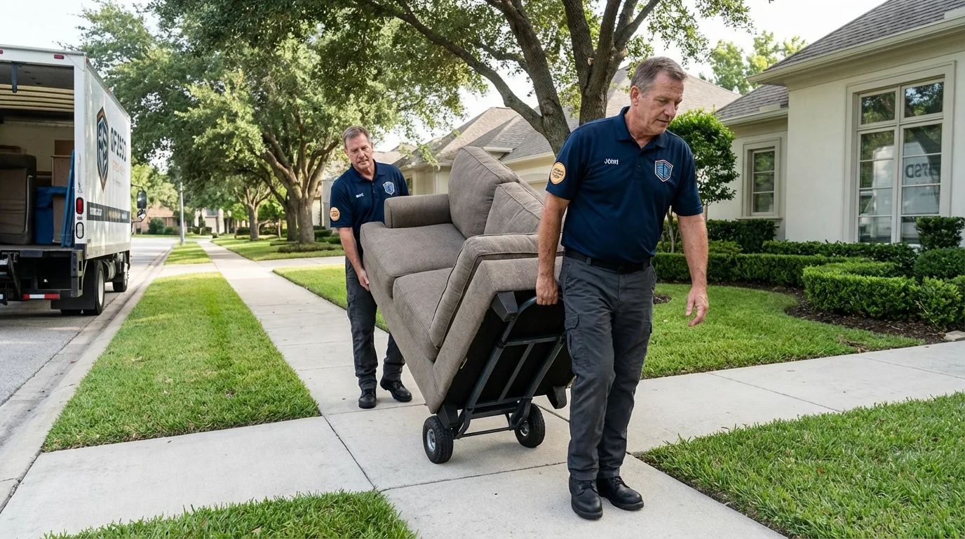 Local residential moving crew loading furniture in East Grand Forks, MN