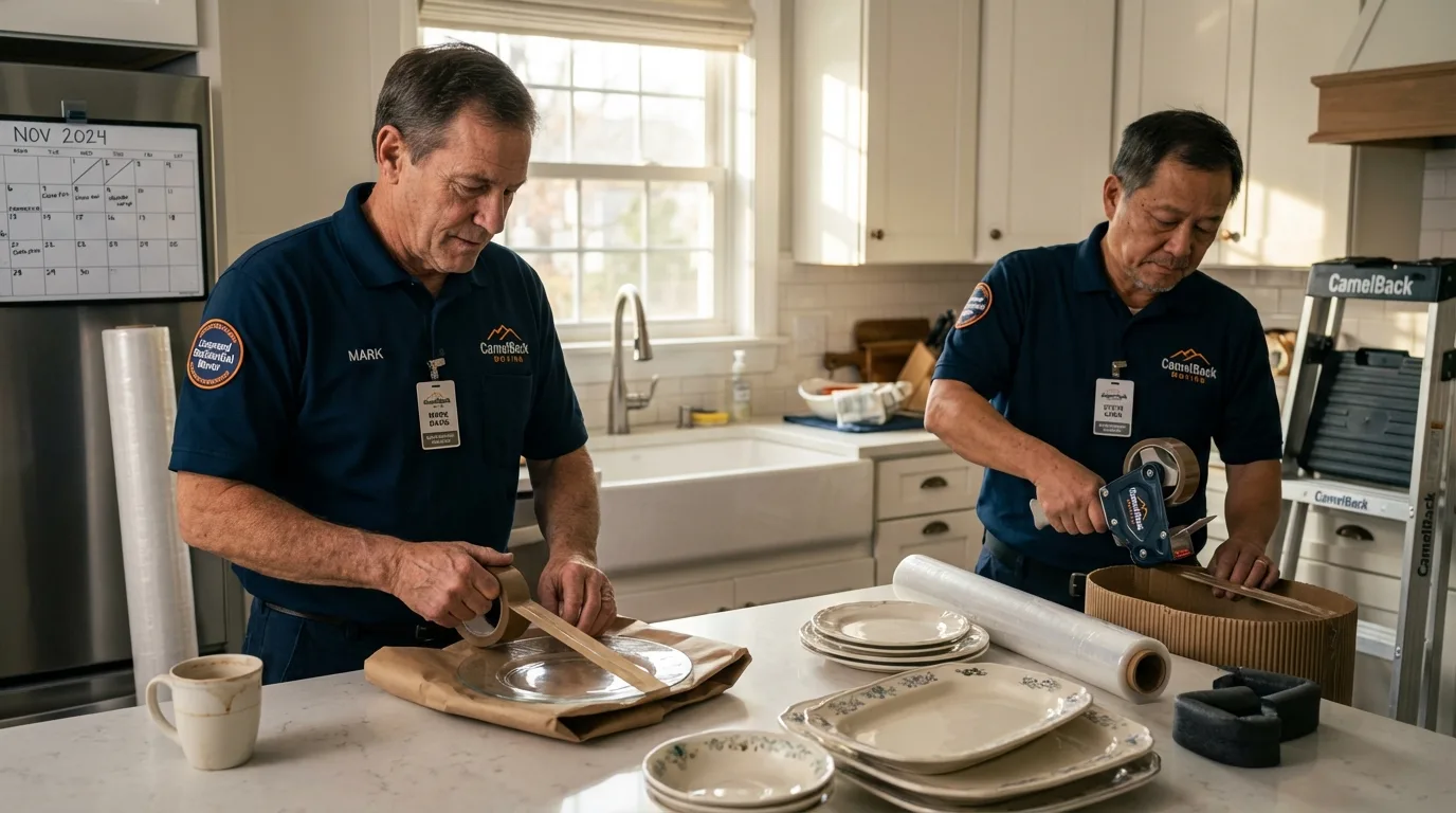 Professional crew packing kitchen dishware in East Grand Forks, MN