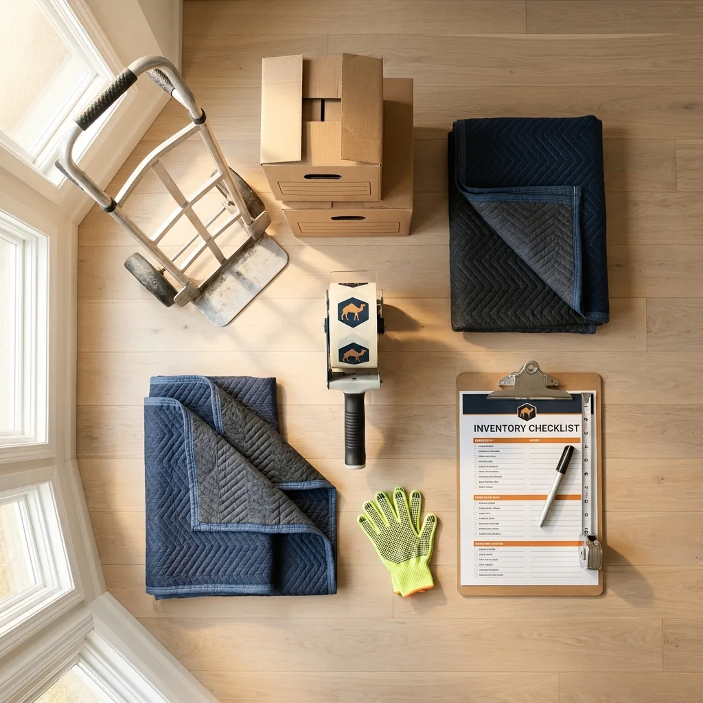 Professional moving supplies and packing materials layout for East Grand Forks residential relocations